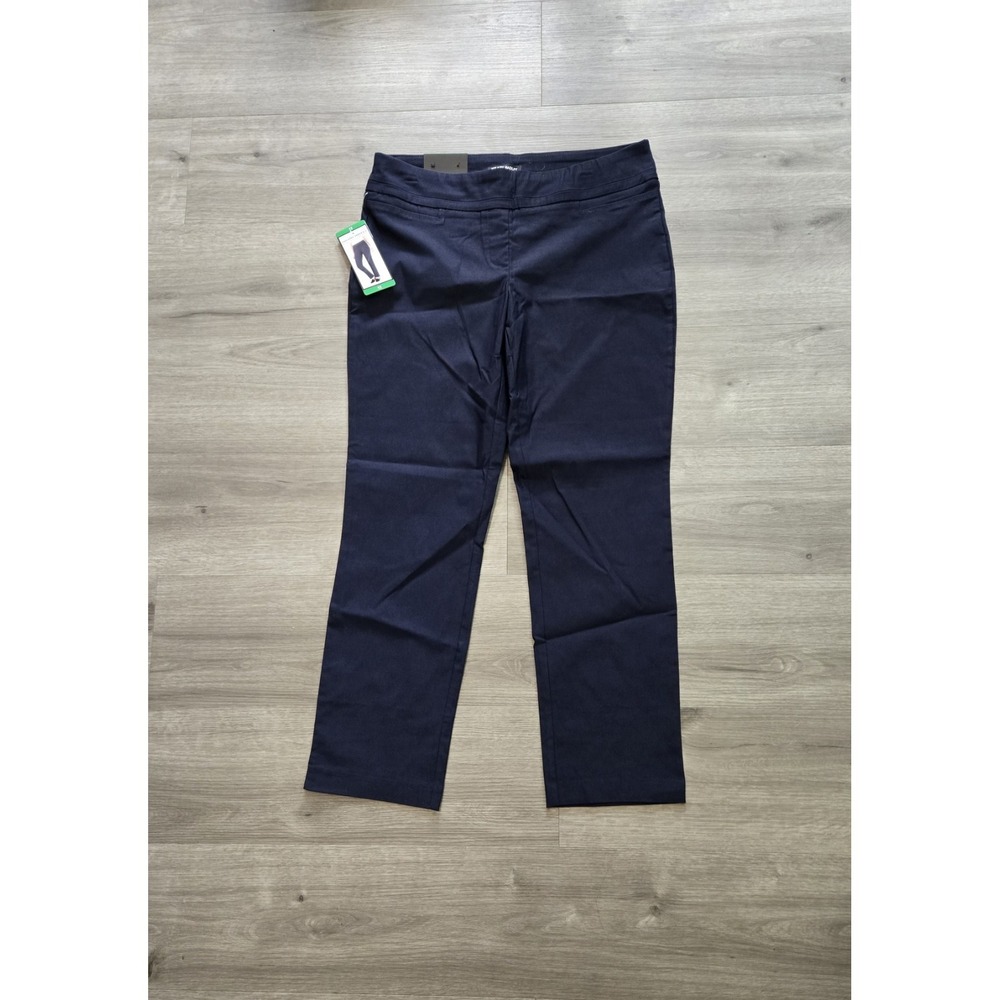 Hilary Radley Womens Navy Blue Tummy Control Pull-On Ankle Pants Size 12 NWT